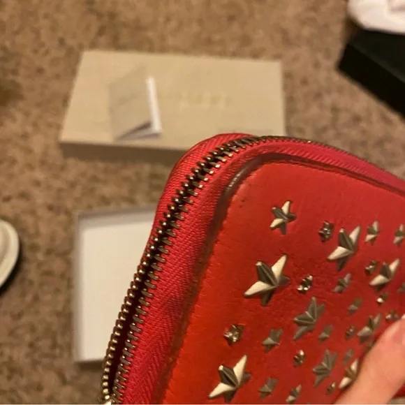 Jimmy Choo Star Wallet Pink/Red with Rhinestones & Original Packaging - Picture 8 of 12
